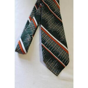 Vintage 1970s PIERRE CARDIN 4 X 56 Inch Polyester Necktie, Green & Orange